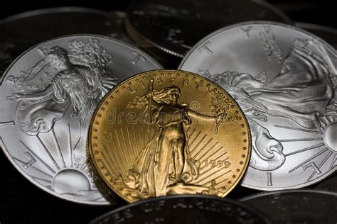 Gold and silver coins stock image. Image of currency, tails - 4162443