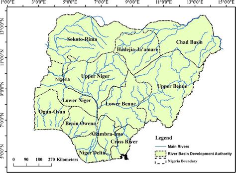 Main rivers and river basin development authorities in Nigeria ...