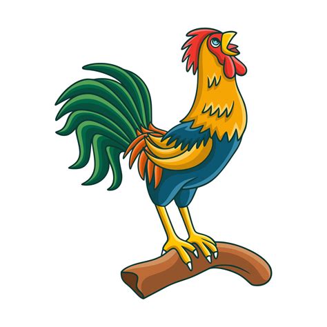 cartoon illustration rooster crowing 6656058 Vector Art at Vecteezy