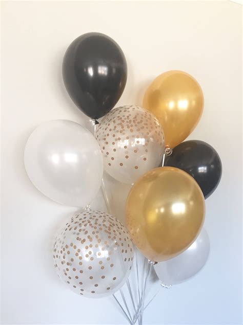 Black and Gold Balloon Bouquet | Black and White Balloon Bouquet | Black and Gold Balloons ...