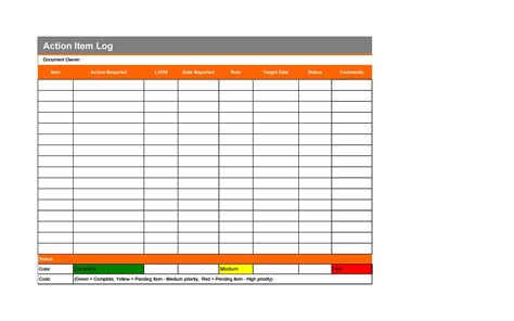 Action Log Template Excel Free - Printable Templates