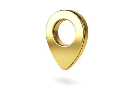 Gold map pointer 3d pin. Location symbol isolated on white background ...