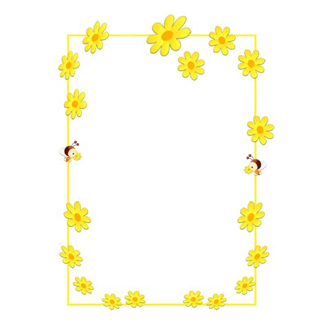 Bees Border Clipart Hd PNG, Bee Flower Cartoon Border, Spring, Yellow ...