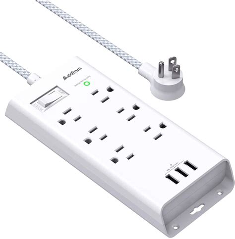 Power Strip Surge Protector - Addtam 10Ft Long Extension Cord with 6 ...