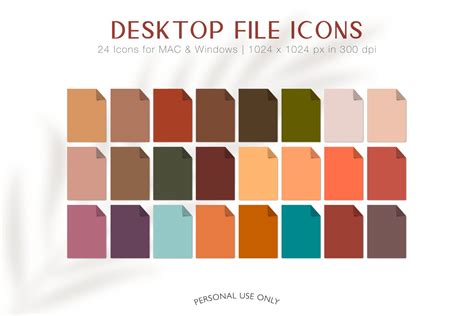 File Icons, Mac Folder Icons, Desktop Folder Icons, Folder Icons for Mac, Retro Color Palette ...