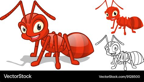 Red ant cartoon character Royalty Free Vector Image