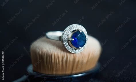 silver ring with blue stone Stock Photo | Adobe Stock