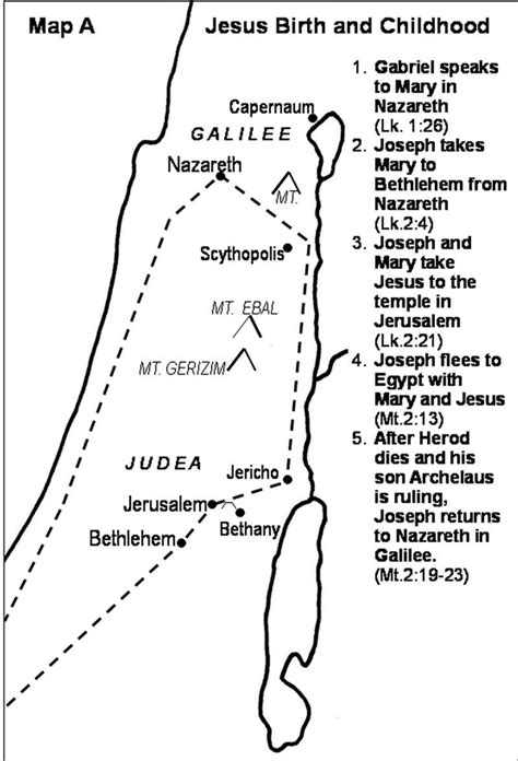 Map of Jesus travels - Travels of Jesus christ map (Israel)