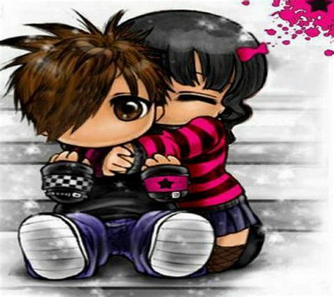 Just for hugs | Emo cartoons, Cute anime couples, Cute emo couples