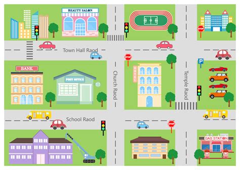 Cartoon City Map | EdrawMax Templates