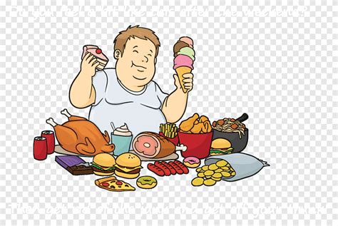 Junk food Fast food Hamburger Eating Cartoon, fat man, food, cook png | PNGEgg