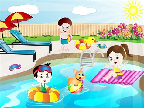 Kids Swimming Cartoon - desolateable