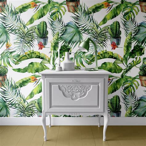 Peel and Stick Wallpaper Beautiful Vinyl Tropical Wallpaper | Etsy