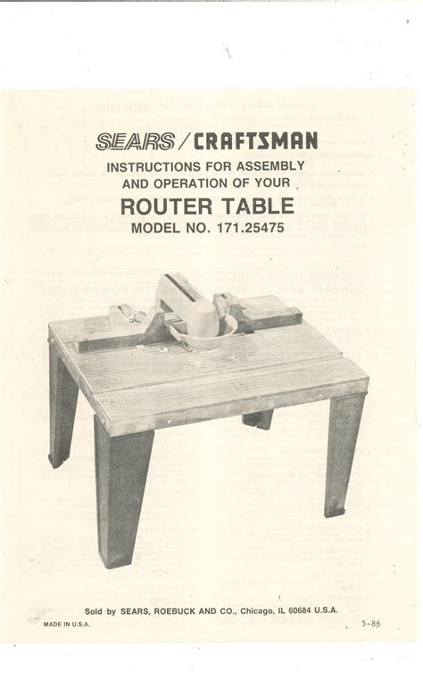 Craftsman Router Table Manual