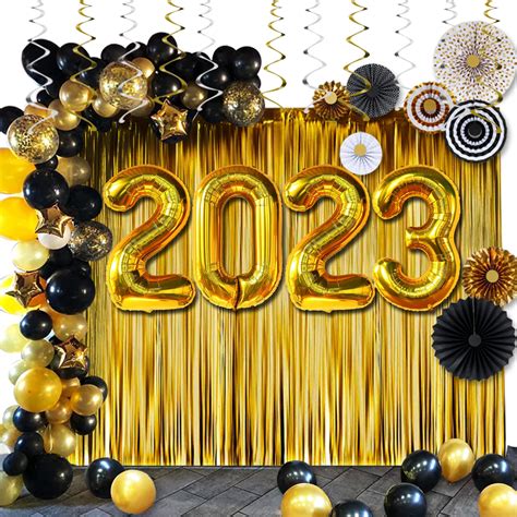 Buy 2023 Graduation Decorations:40in 2023 Balloons,89Pcs Black and Gold Graduation Party ...