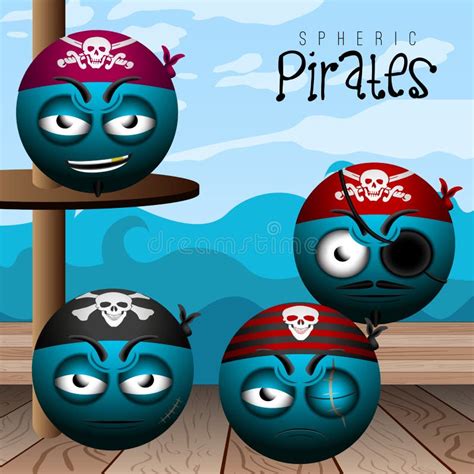 Set of pirate emotes stock illustration. Illustration of portrait ...