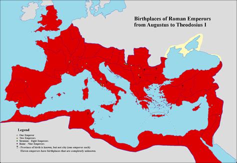 Birthplaces of Roman Emperors from Augustus to Theodosius I - Vivid Maps