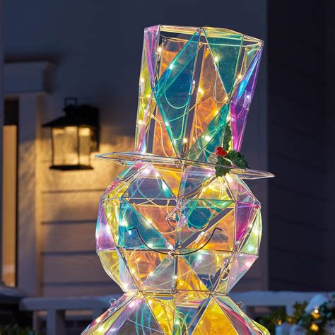 Sparkling Modern Angular Iridescent Reindeer and Snowman Statues | The Green Head