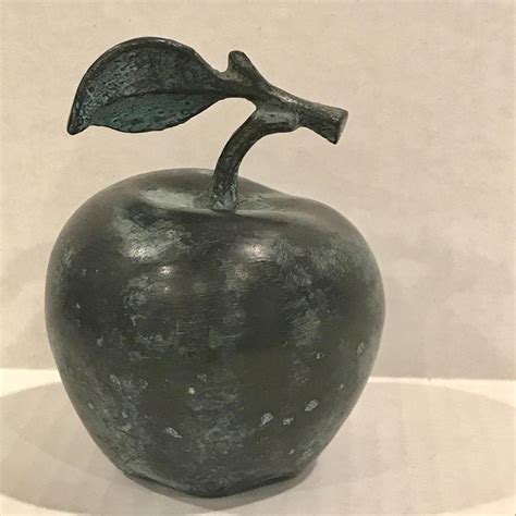 Midcentury Verdigris Bronze Apple Sculpture at 1stDibs