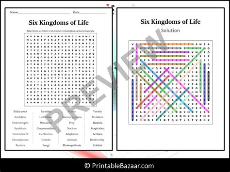 Six Kingdoms of Life Word Search Puzzle Worksheet Activity | Teaching ...