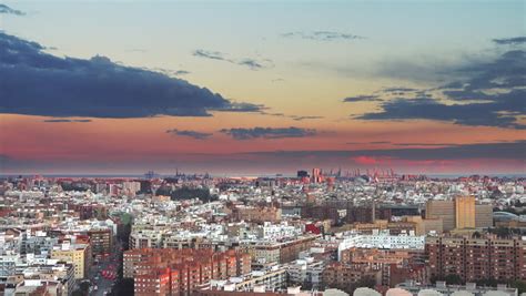 Valencia Skyline at Sunset Pan Stock Footage Video (100% Royalty-free ...