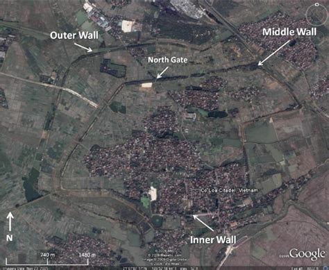 A satellite image of the Co Loa earthworks, showing the principal lines... | Download Scientific ...