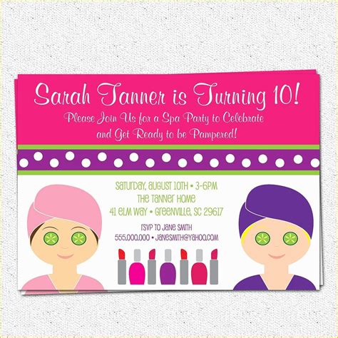 Free Printable Spa Party Invitations Templates Of Pamper Party ...