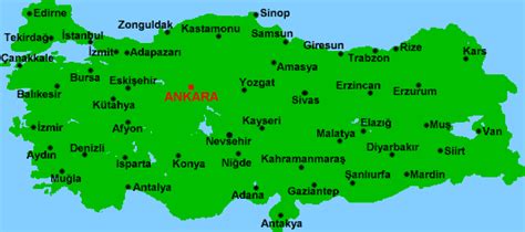 Map of Turkey by cities Istanbul, Ankara, Izmir, Mugla, Canakkale ...