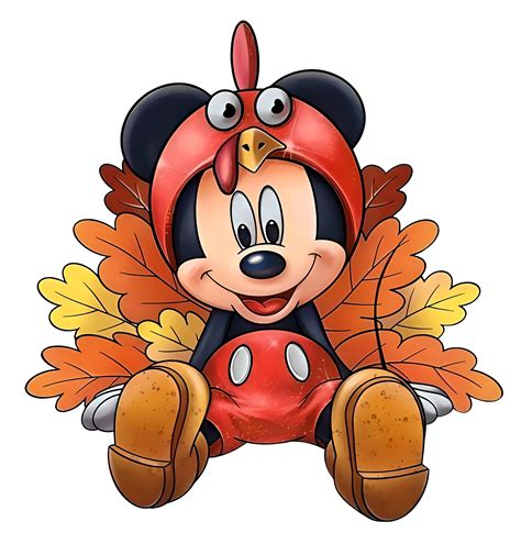 a cartoon mickey mouse sitting on top of an autumn leaf filled ground with leaves around it