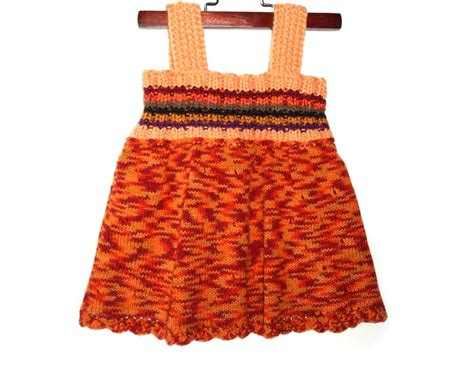 Knitted Baby Girl Dress Orange Multicolor, 9 12 Months - Etsy