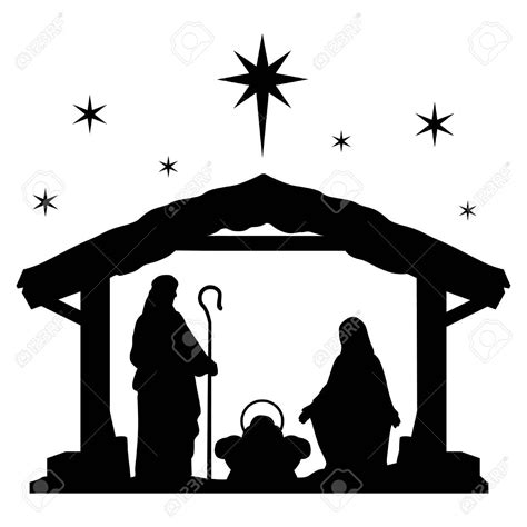 Nativity Scene Silhouette Holiday Holly Night Christmas. | Nativity scene silhouette, Nativity ...