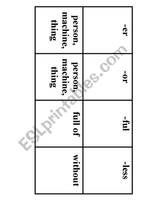 Suffix Game - ESL worksheet by Darin13