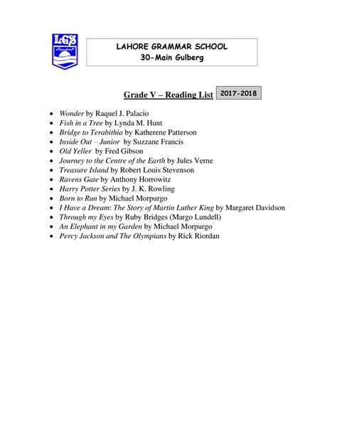 Grade 5 Reading list.pdf | DocDroid