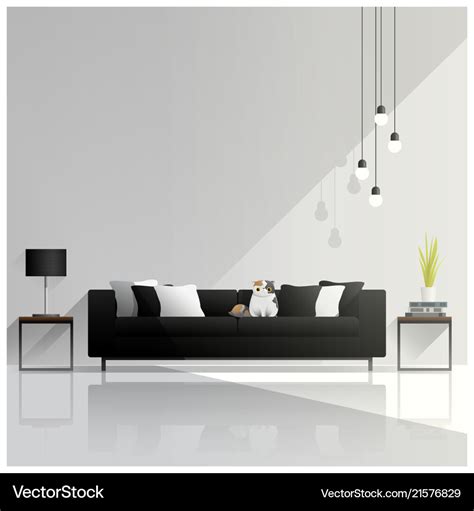 Modern living room design interior background Vector Image