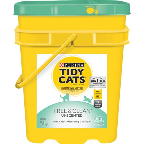 Purina Tidy Cats Clumping Cat Litter, Free & Clean Unscented Multi Cat Litter, 35 lb. Pail ...