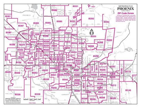 Phoenix zip code map - Zip code map of Phoenix (Arizona - USA)