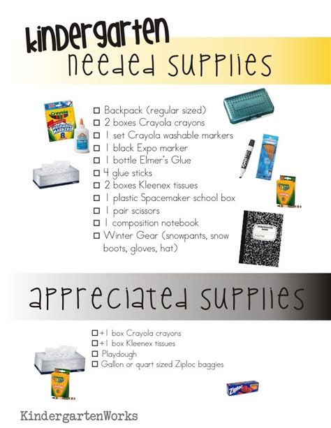 Kindergarten School Supply List | Kindergarten school supplies ...