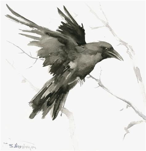 hand-painted crow,watercolor crow,birds,watercolor,hand-painted,crow | Crow painting, Art tattoo ...