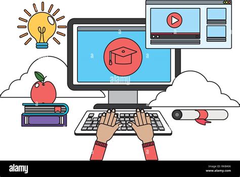 online education computer cartoon vector illustration graphic design Stock Vector Image & Art ...