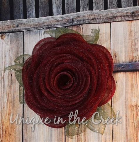 mysterious ,dark red decomesh rose wreath. Anyone can diy this rose, with the unique in the ...