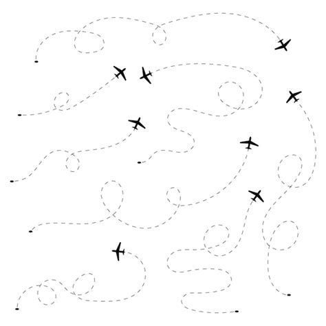 Premium Vector | Airplane flight path set vector illustration