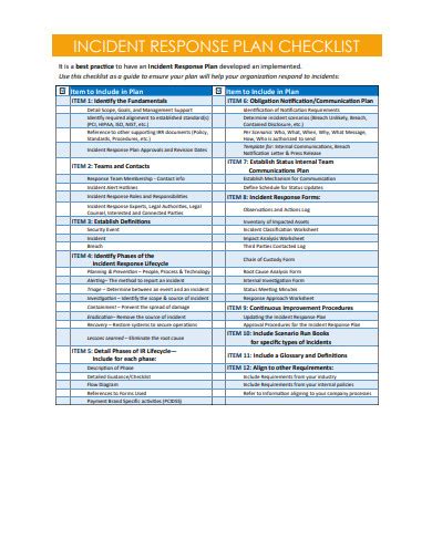 Incident Management Checklist