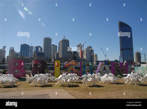 Brisbane, Australia - July 27, 2017: Brisbane sign at South Bank and 1 ...