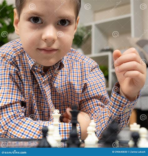 Little Boy Playing Chess. Board Games for Children Stock Photo - Image ...