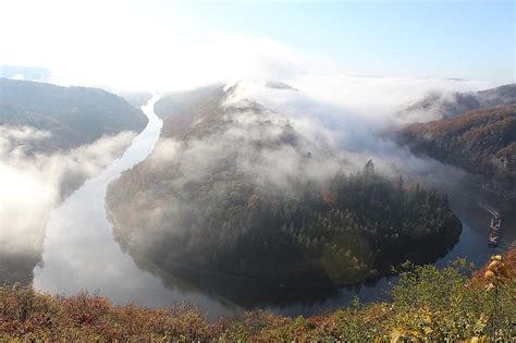 saar loop, river, water mist, landscape, saarland, nature, saar ...