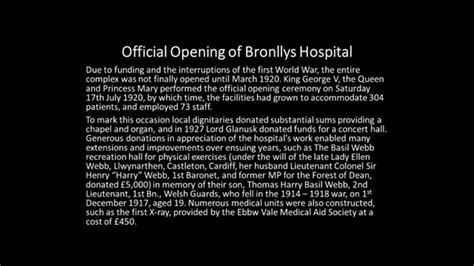 Official Opening of Bronllys Hospital (South Wales Sanatorium) by King George V - 17th July 1920 ...