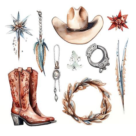 Premium AI Image | watercolor Spurs western wild west cowboy desert ...