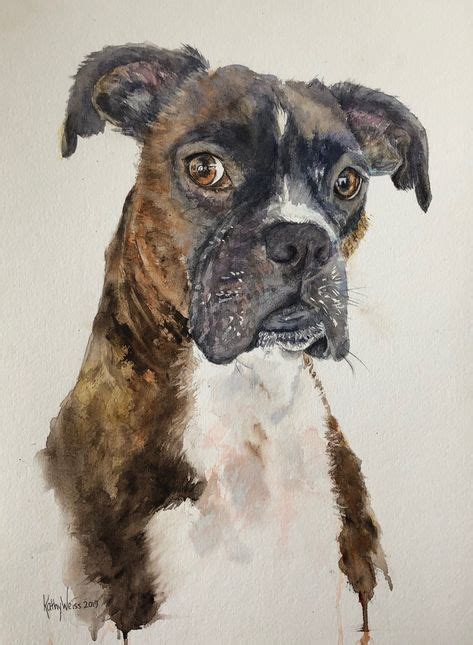 Pet portraits in watercolor www.kathyweisswatercolors.com Boxer dog ...