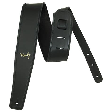 2.5" Black Suede Backed with Black Leather Luxury Guitar Strap | Moody Leather