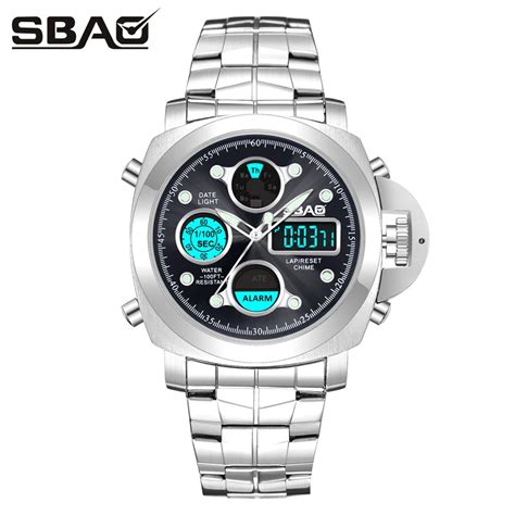 Sbao Brand Watch Men Double Display Waterproof Wristwatch Round ...